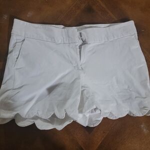 Crown & Ivy White Scalloped High Waist Shorts